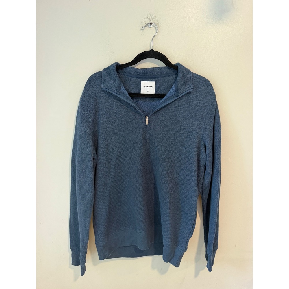 Sonoma Goods For Life Mens Blue Quarter Zip Pullover Sweater Size M MS5FK550RD